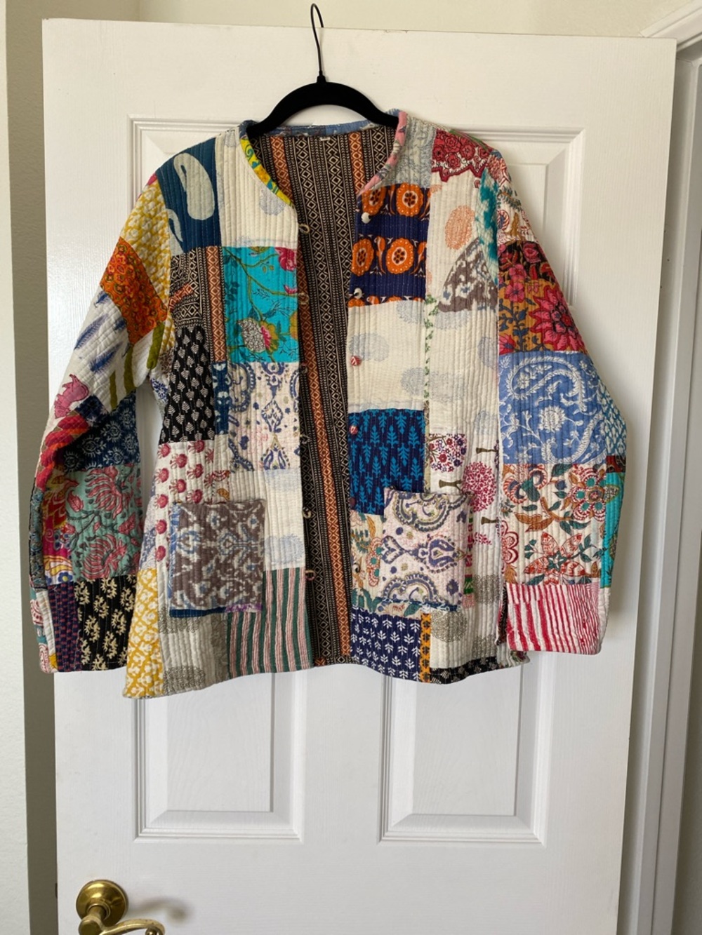 New Boho reversible quilted Patchwork Kantha Jacket - Multicolor